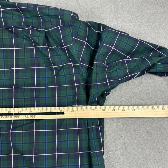 LL Bean Shirt Mens 2XL Tall Green Blue Plaid Traditional Fit Button Down - Picture 6 of 7